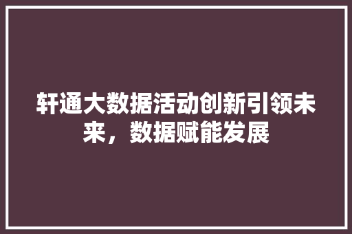 轩通大数据活动创新引领未来，数据赋能发展