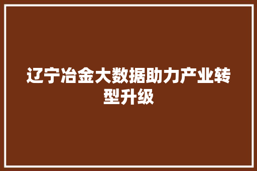 辽宁冶金大数据助力产业转型升级