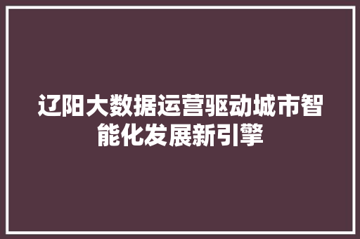 辽阳大数据运营驱动城市智能化发展新引擎 辽阳大数据运营驱动城市智能化发展新引擎