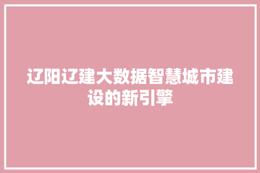 辽阳辽建大数据智慧城市建设的新引擎 辽阳辽建大数据智慧城市建设的新引擎