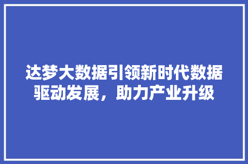 达梦大数据引领新时代数据驱动发展,助力产业升级 达梦大数据引领新时代数据驱动发展,助力产业升级