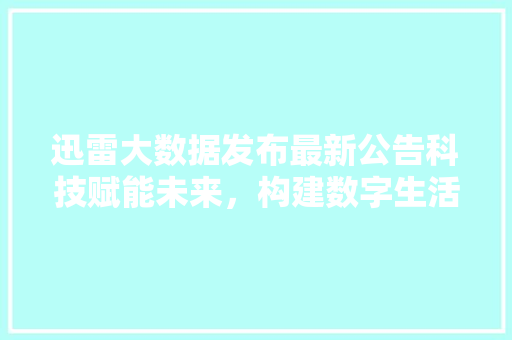 迅雷大数据发布最新公告科技赋能未来,构建数字生活新格局 迅雷大数据发布最新公告科技赋能未来,构建数字生活新格局