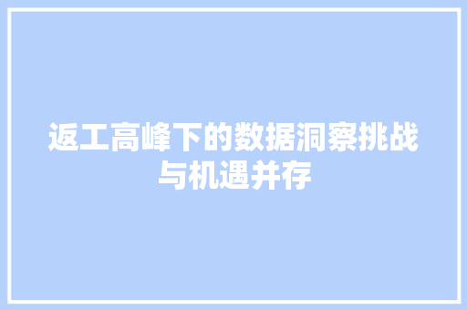 返工高峰下的数据洞察挑战与机遇并存
