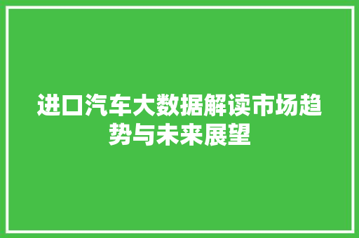 进口汽车大数据解读市场趋势与未来展望