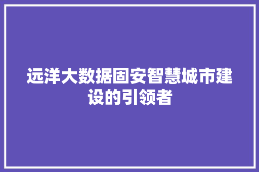 远洋大数据固安智慧城市建设的引领者