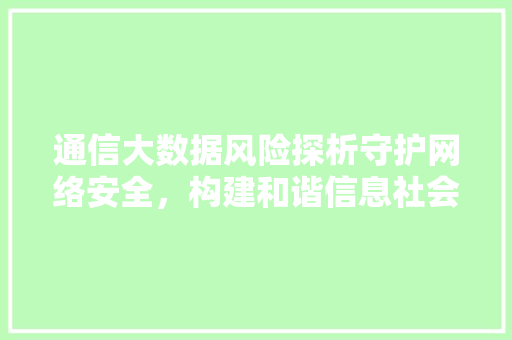 通信大数据风险探析守护网络安全，构建和谐信息社会