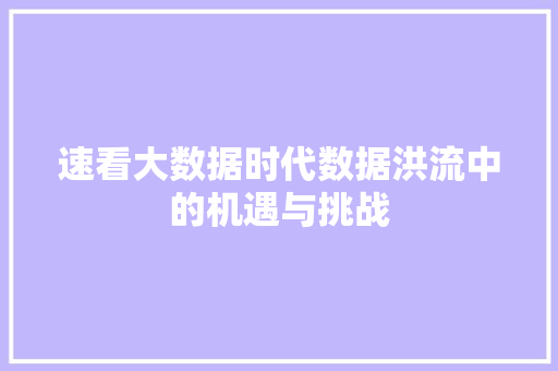 速看大数据时代数据洪流中的机遇与挑战