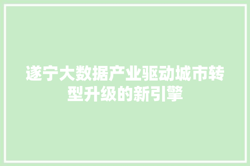 遂宁大数据产业驱动城市转型升级的新引擎 遂宁大数据产业驱动城市转型升级的新引擎