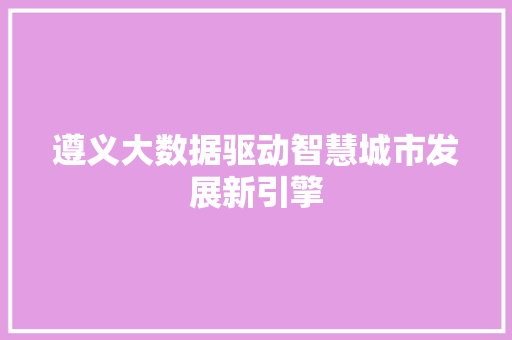 遵义大数据驱动智慧城市发展新引擎