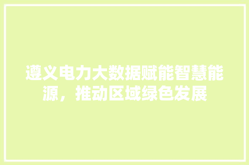 遵义电力大数据赋能智慧能源，推动区域绿色发展