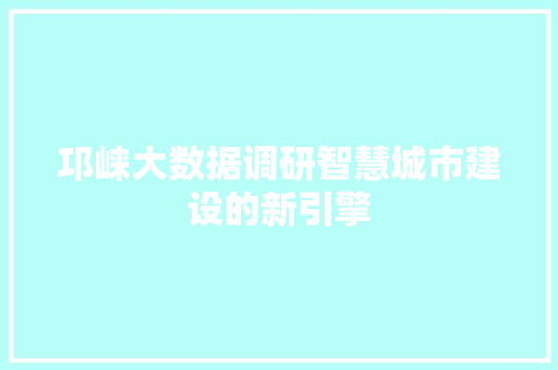 邛崃大数据调研智慧城市建设的新引擎