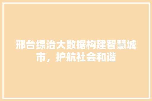 邢台综治大数据构建智慧城市，护航社会和谐