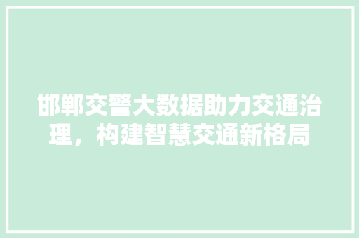 邯郸交警大数据助力交通治理,构建智慧交通新格局 邯郸交警大数据助力交通治理,构建智慧交通新格局