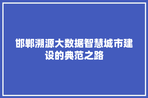 邯郸溯源大数据智慧城市建设的典范之路