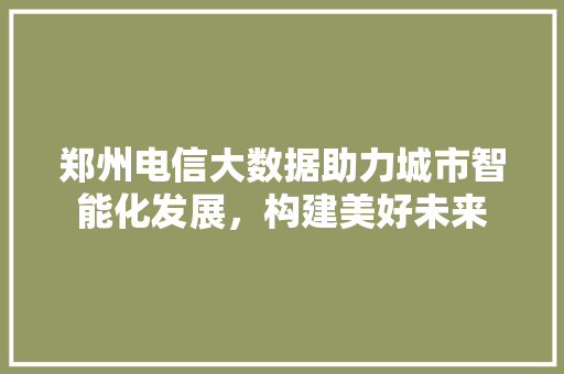 郑州电信大数据助力城市智能化发展，构建美好未来