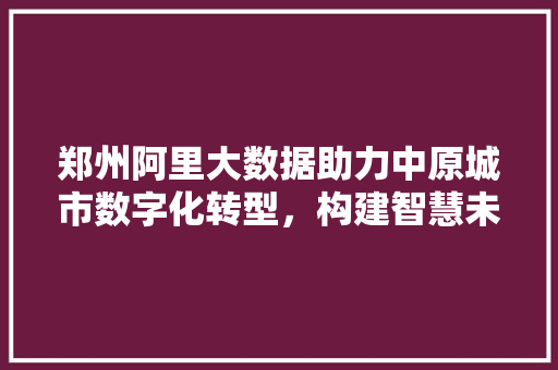 郑州阿里大数据助力中原城市数字化转型,构建智慧未来 郑州阿里大数据助力中原城市数字化转型,构建智慧未来