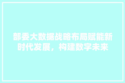 部委大数据战略布局赋能新时代发展，构建数字未来