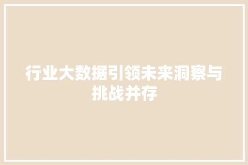 行业大数据引领未来洞察与挑战并存