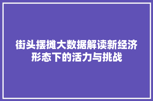 街头摆摊大数据解读新经济形态下的活力与挑战