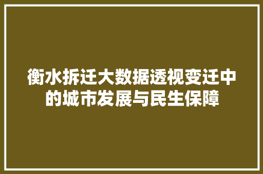 衡水拆迁大数据透视变迁中的城市发展与民生保障