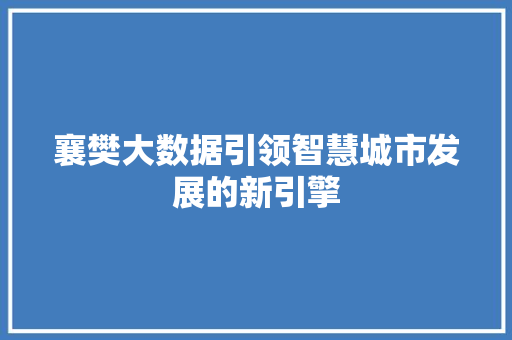 襄樊大数据引领智慧城市发展的新引擎 襄樊大数据引领智慧城市发展的新引擎
