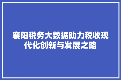 襄阳税务大数据助力税收现代化创新与发展之路 电脑基础