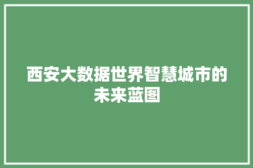 西安大数据世界智慧城市的未来蓝图