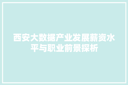 西安大数据产业发展薪资水平与职业前景探析