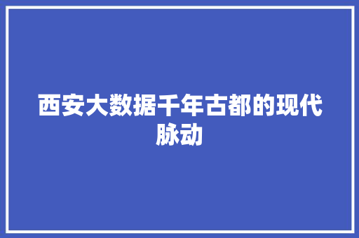 西安大数据千年古都的现代脉动