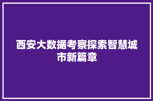 西安大数据考察探索智慧城市新篇章 西安大数据考察探索智慧城市新篇章