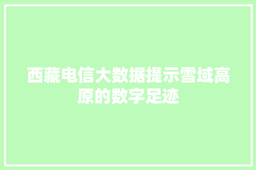 西藏电信大数据提示雪域高原的数字足迹