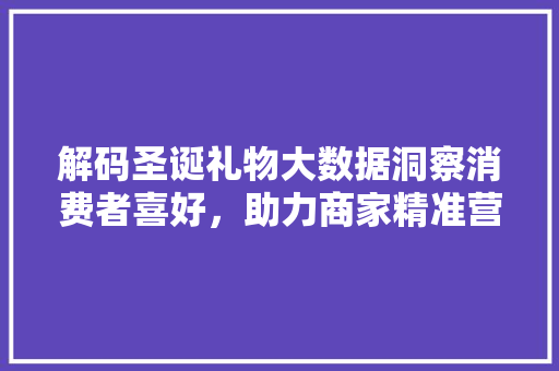 解码圣诞礼物大数据洞察消费者喜好，助力商家精准营销 电脑基础