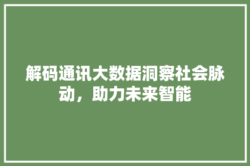 解码通讯大数据洞察社会脉动，助力未来智能