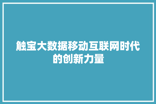 触宝大数据移动互联网时代的创新力量