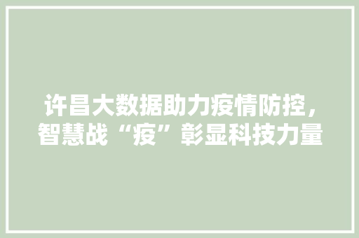 许昌大数据助力疫情防控，智慧战“疫”彰显科技力量