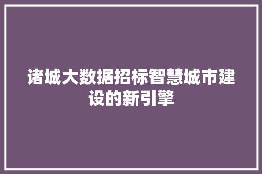 诸城大数据招标智慧城市建设的新引擎