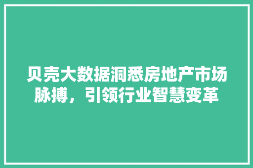 贝壳大数据洞悉房地产市场脉搏，引领行业智慧变革