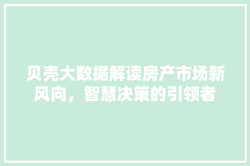 贝壳大数据解读房产市场新风向，智慧决策的引领者