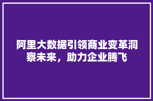 阿里大数据引领商业变革洞察未来，助力企业腾飞