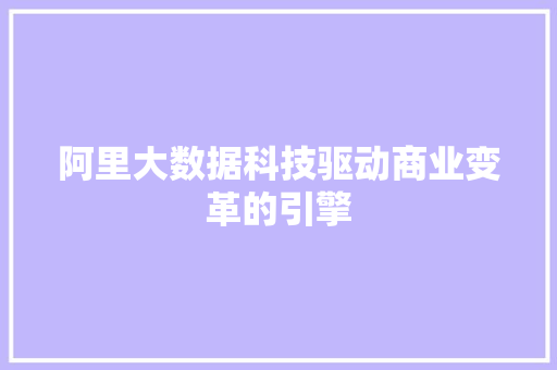 阿里大数据科技驱动商业变革的引擎