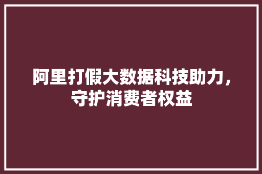 阿里打假大数据科技助力，守护消费者权益