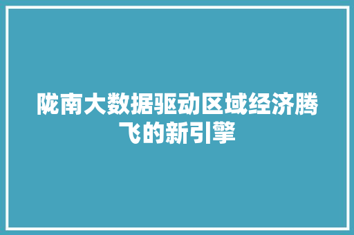 陇南大数据驱动区域经济腾飞的新引擎