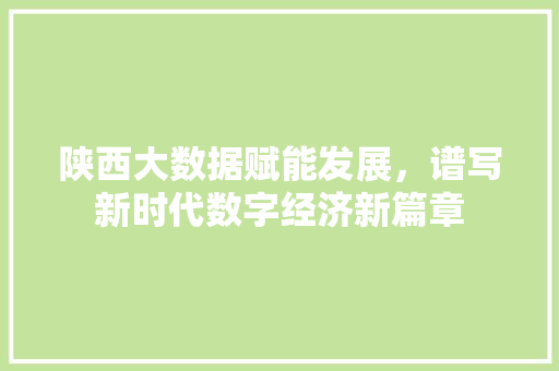 陕西大数据赋能发展，谱写新时代数字经济新篇章