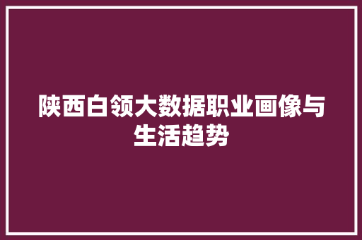 陕西白领大数据职业画像与生活趋势 陕西白领大数据职业画像与生活趋势