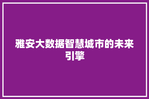 雅安大数据智慧城市的未来引擎