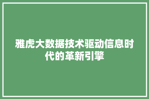 雅虎大数据技术驱动信息时代的革新引擎 雅虎大数据技术驱动信息时代的革新引擎