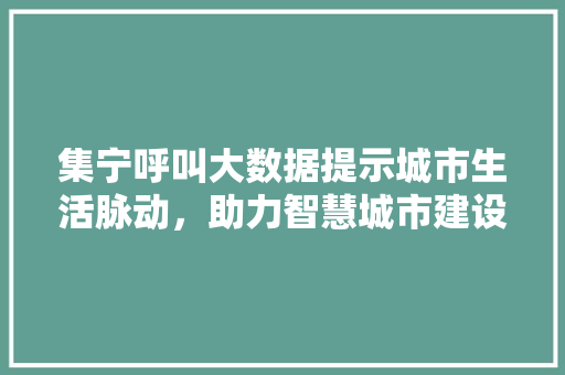 集宁呼叫大数据提示城市生活脉动，助力智慧城市建设