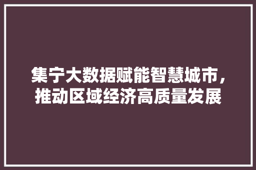 集宁大数据赋能智慧城市，推动区域经济高质量发展