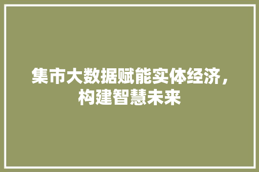 集市大数据赋能实体经济，构建智慧未来