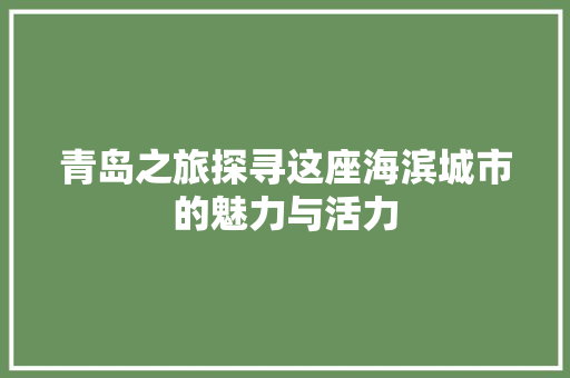 青岛之旅探寻这座海滨城市的魅力与活力